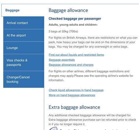 ba euroflyer baggage allowance.